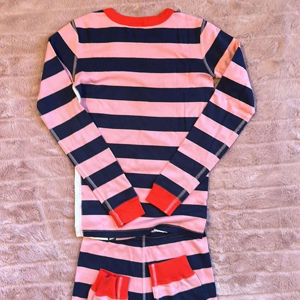 NWOT Hanna Andersson girls’ pajamas, size 150 (12), pink and blue w/ cat - Picture 5 of 10